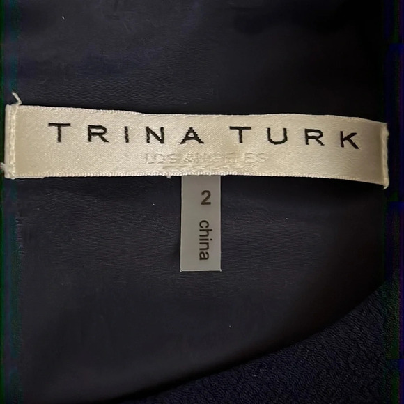 Trina Turk Whim Crochet Lace Trim Shift Dress in Navy Blue - Size 2 - Picture 6 of 8